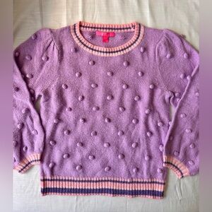 Lilly Pulitzer Purple Iris Dorianna Popcorn Sweater with Pom Pom Detail, M EUC
